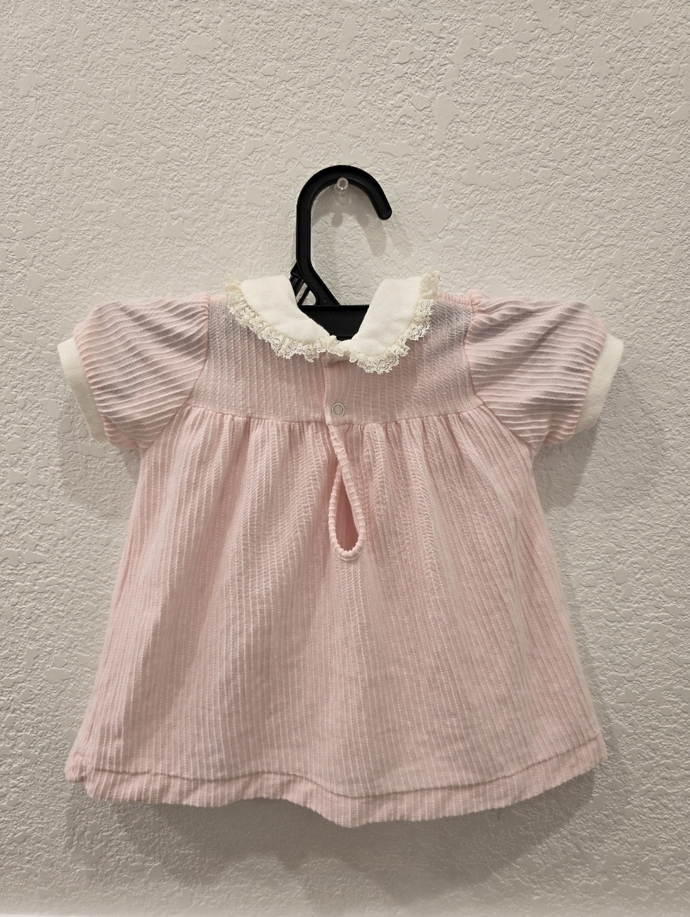 Vintage 70's Carters Classic Dress Pink Smocked Lace 1year - Picture 2 of 5